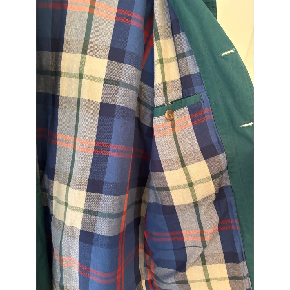 Lands End Mens Barn Jacket Forest Green Cotton Canvas Plaid Lined Chore Coat L - Picture 3 of 11